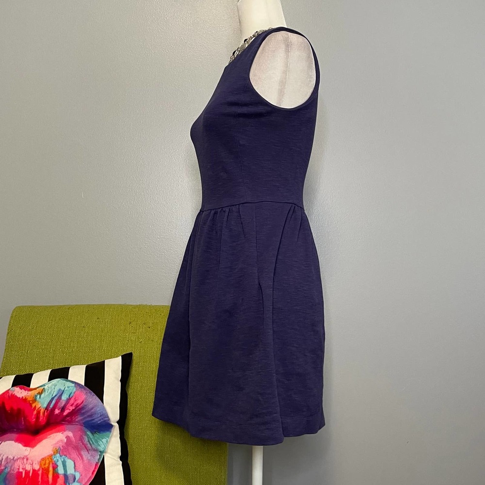 J Crew Blue Purple Knit Sleeveless Fit and Flare Dress XS - Picture 3 of 5